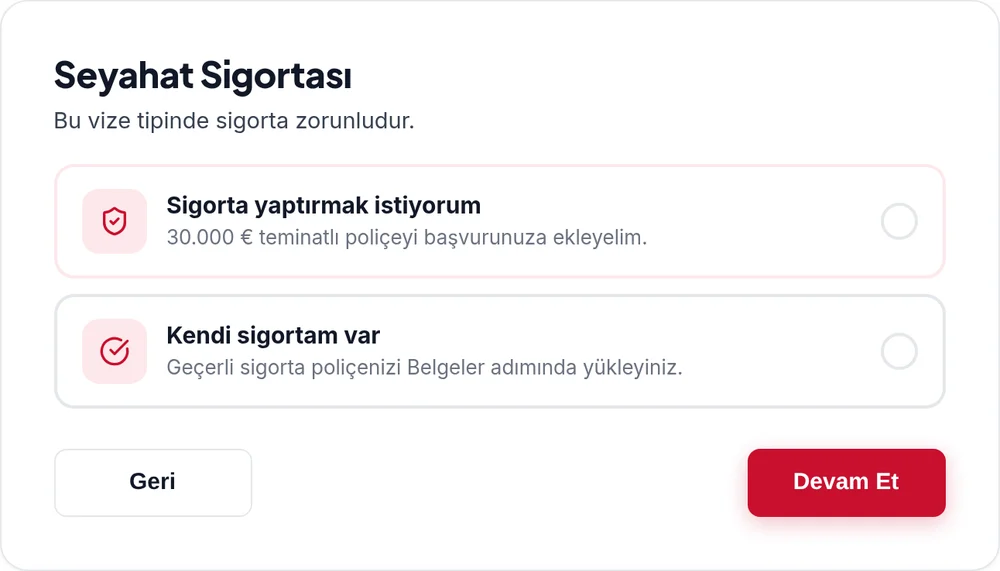 Adım 2: Sigortanızı seçin